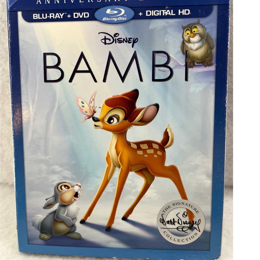 Disney Bambi Blu-ray DVD Kids One Sz Blue Excellent Signature Edition Slipcover